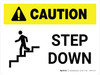 Caution: Step Down White with Icon Landscape - Wall Sign Caution: Step Down White with Icon Landscape - Wall Sign