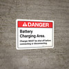 Danger: Battery Charging Area Charger Must Be Shut Off Landscape - Wall Sign Danger: Battery Charging Area Charger Must Be Shut Off Landscape - Wall Sign