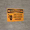 Warning: Arc Flash and Shock Hazard with Icon Landscape - Wall Sign