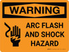 Warning: Arc Flash and Shock Hazard with Icon Landscape - Wall Sign
