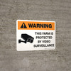 Warning: This Farm Is Protected By Video Surveillance with Icon Landscape - Wall Sign