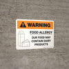 Warning: Food Allergy Food May Contain Dairy with Icon Landscape - Wall Sign
