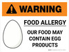 Warning: Food Allergy Food May Contain Egg with Icon Landscape - Wall Sign