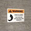 Warning: Food Allergy Food May Contain Shellfish Products Landscape - Wall Sign Warning: Food Allergy Food May Contain Shellfish Products Landscape - Wall Sign