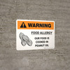 Warning: Food Allergy Our Food is Cooked in Peanut Oil with Icon Landscape - Wall Sign