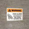 Warning: Food Allergy Products Cooked in Peanut Oil with Icon Landscape - Wall Sign Warning: Food Allergy Products Cooked in Peanut Oil with Icon Landscape - Wall Sign