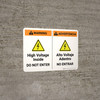 Warning: High Voltage Inside Do Not Enter Bilingual Spanish Landscape - Wall Sign Warning: High Voltage Inside Do Not Enter Bilingual Spanish Landscape - Wall Sign