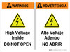 Warning: High Voltage Inside - Do Not Open Bilingual Spanish Landscape - Wall Sign Warning: High Voltage Inside - Do Not Open Bilingual Spanish Landscape - Wall Sign