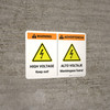 Warning: High Voltage Keep Out Bilingual Spanish Landscape - Wall Sign