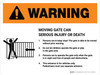 Warning: Moving Gate Can Cause Serious Injury or Death with Icon Landscape - Wall Sign Warning: Moving Gate Can Cause Serious Injury or Death with Icon Landscape - Wall Sign