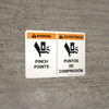 Warning: Pinch Points Bilingual Spanish with Icon Landscape - Wall Sign Warning: Pinch Points Bilingual Spanish with Icon Landscape - Wall Sign