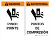 Warning: Pinch Points Bilingual Spanish with Icon Landscape - Wall Sign Warning: Pinch Points Bilingual Spanish with Icon Landscape - Wall Sign