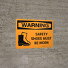 Warning: PPE Safety Shoes Must be Worn with Icon Landscape - Wall Sign