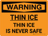 Warning: Thin Ice is Never Safe Landscape - Wall Sign Warning: Thin Ice is Never Safe Landscape - Wall Sign