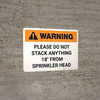 Warning: Please Do Not Stack 18" From Sprinkler Head Landscape - Wall Sign