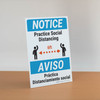 Notice: Practice Social Distancing Spanish Bilingual Portrait - Desktop Sign Notice: Practice Social Distancing Spanish Bilingual Portrait - Desktop Sign