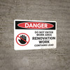 Danger: Do Not Enter Work Area Contains Lead - Wall Sign