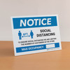 Notice: Social Distancing Max Occupancy with Icon Landscape - Desktop Sign Notice: Social Distancing Max Occupancy with Icon Landscape - Desktop Sign