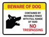 Beware Of Dog Contained By Invisible Fence Landscape - Wall Sign