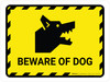 Beware Of Dog Yellow Landscape - Wall Sign Beware Of Dog Yellow Landscape - Wall Sign