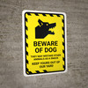Beware Of Dog - They May Mistake Other Animals As a Snack Portrait - Wall Sign Beware Of Dog - They May Mistake Other Animals As a Snack Portrait - Wall Sign