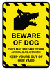 Beware Of Dog - They May Mistake Other Animals As a Snack Portrait - Wall Sign Beware Of Dog - They May Mistake Other Animals As a Snack Portrait - Wall Sign