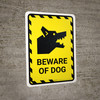 Beware Of Dog Yellow Hazard Portrait - Wall Sign
