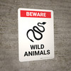 Beware Wild Animals Portrait - Wall Sign