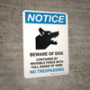 Notice: Beware Of Dog Contained By Invisible Fence Portrait - Wall Sign Notice: Beware Of Dog Contained By Invisible Fence Portrait - Wall Sign