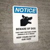 Notice: Beware Of Dog She May Mistake Portrait - Wall Sign