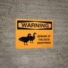 Warning: Beware Of Duck Droppings Landscape - Wall Sign Warning: Beware Of Duck Droppings Landscape - Wall Sign