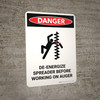 Danger: De-Energize Spreader Before Working Portrait - Wall Sign