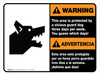 Warning: Area is Protected By a Vicious Guard Dog Three Times a Week Ansi Bilingual Spanish Landscape - Wall Sign Warning: Area is Protected By a Vicious Guard Dog Three Times a Week Ansi Bilingual Spanish Landscape - Wall Sign