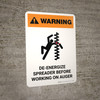 Warning: De-Energize Spreader Before Working Portrait - Wall Sign