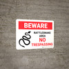 Beware: Rattlesnakes No Trespassing Landscape - Wall Sign Beware: Rattlesnakes No Trespassing Landscape - Wall Sign