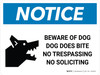 Notice: Beware Of Dog - Dog Does Bite - No Trespassing Landscape - Wall Sign Notice: Beware Of Dog - Dog Does Bite - No Trespassing Landscape - Wall Sign