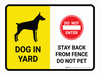 Dog In Yard - Stay Back From Fence/Do Not Pet Landscape - Wall Sign