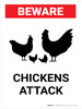 Beware: Chickens Attack Landscape - Wall Sign