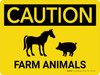Caution: Farm Animals Horse And Pig Icons Landscape - Wall Sign