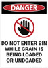 Danger: Do Not Enter Bin While Gain is Loaded - Wall Sign