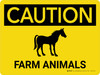 Caution: Farm Animals Horse Icon Landscape - Wall Sign