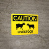 Caution: Livestock with Cow Icons Landscape - Wall Sign