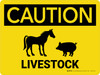 Caution: Livestock with Horse and Pig Icons Landscape - Wall Sign Caution: Livestock with Horse and Pig Icons Landscape - Wall Sign