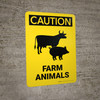 Caution: Farm Animals with Cow and Pig Icons Portrait - Wall Sign