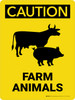 Caution: Farm Animals with Cow and Pig Icons Portrait - Wall Sign