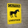 Caution: Livestock with Horse icon Portrait - Wall Sign