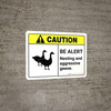 Caution: Be Alert - Nesting & Aggressive Geese ANSI Landscape - Wall Sign