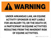 Warning: Arkansas Equine Activity Sponsor Not Liable Landscape - Wall Sign