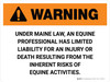 Warning: Maine Equine Activity Sponsor Not Liable Landscape - Wall Sign