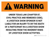 Warning: Texas Livestock Show Sponsor Is Not Liable Landscape - Wall Sign